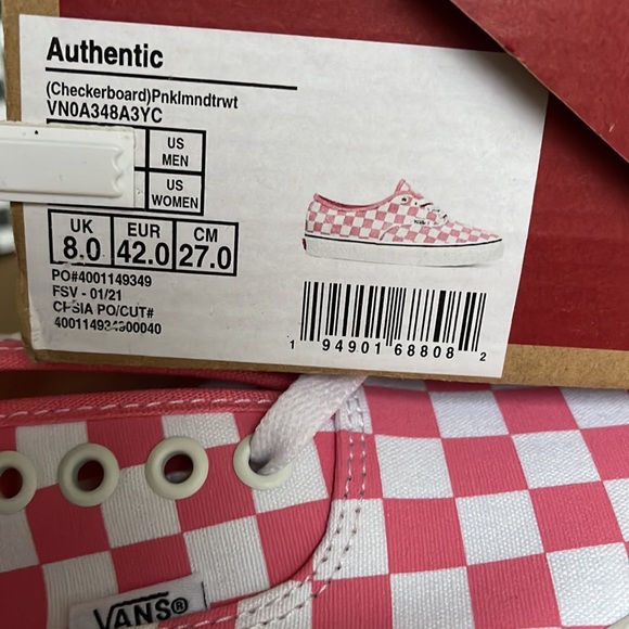 Vans Authentic Checkerboard Pink Lemonade/True White WMNS sneakers - Picture 16 of 16